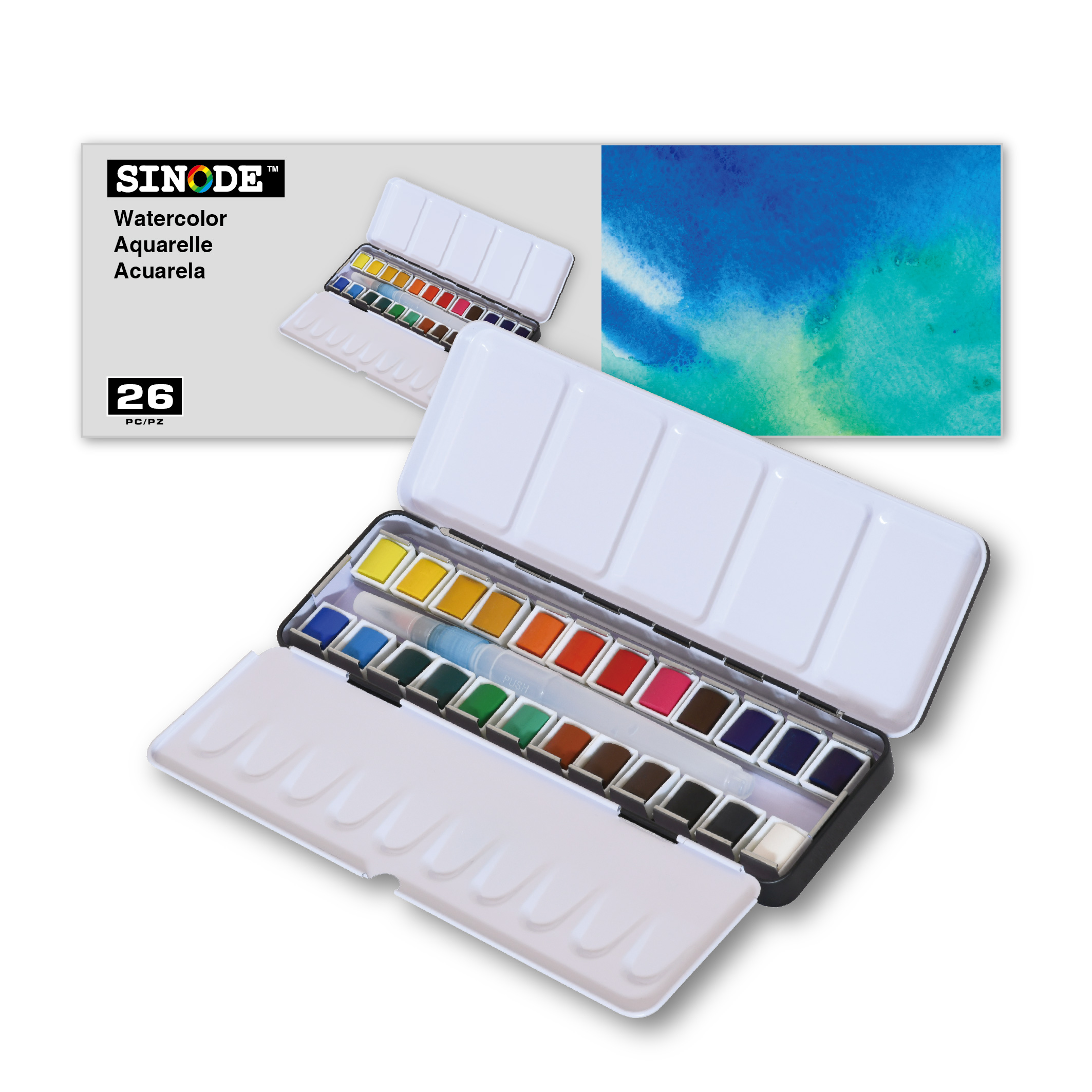 Watercolor Pan In Tin Box-24 x half pans -J0203042