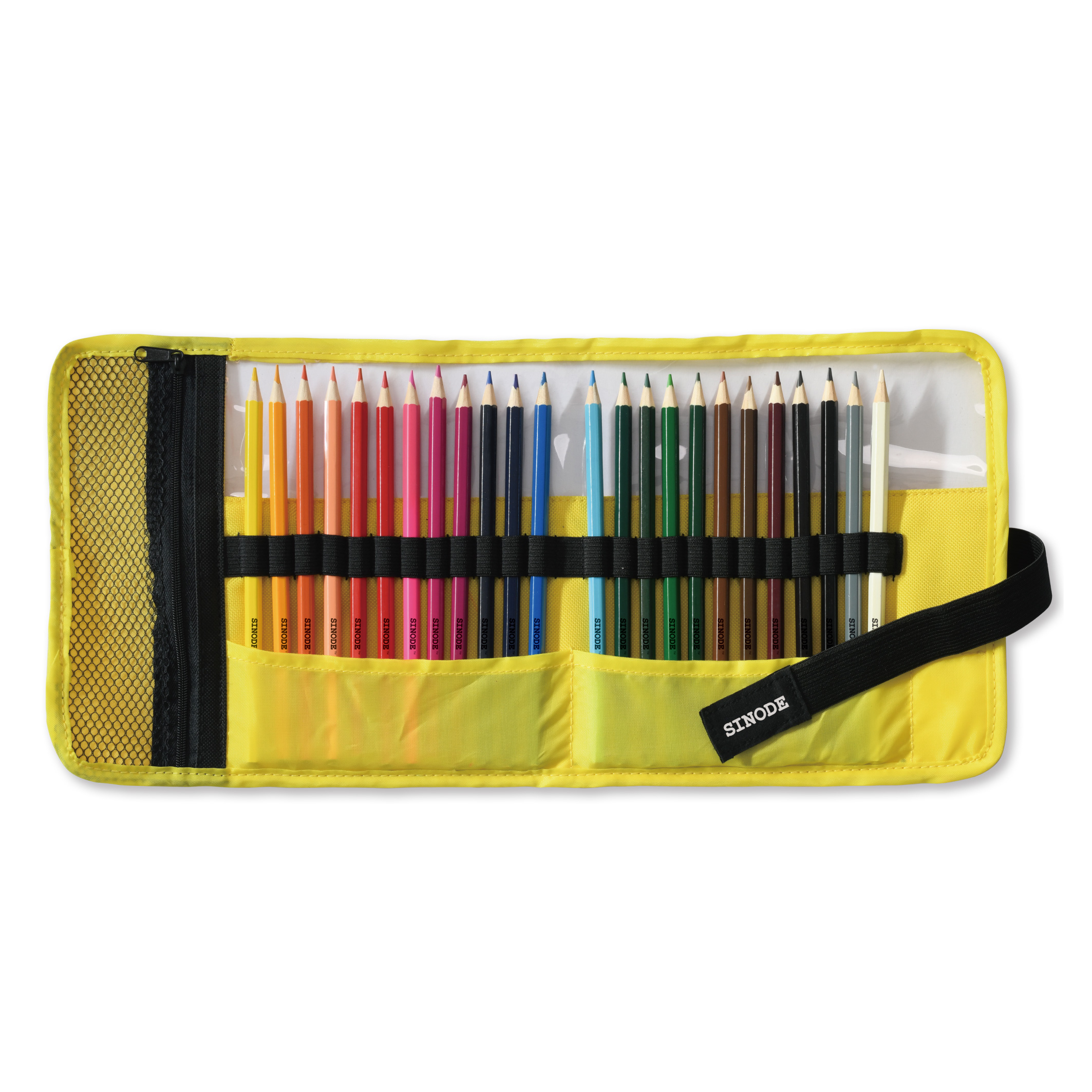 Clear View pencil wrap with mesh bag - 24pc color pencils-J0501441