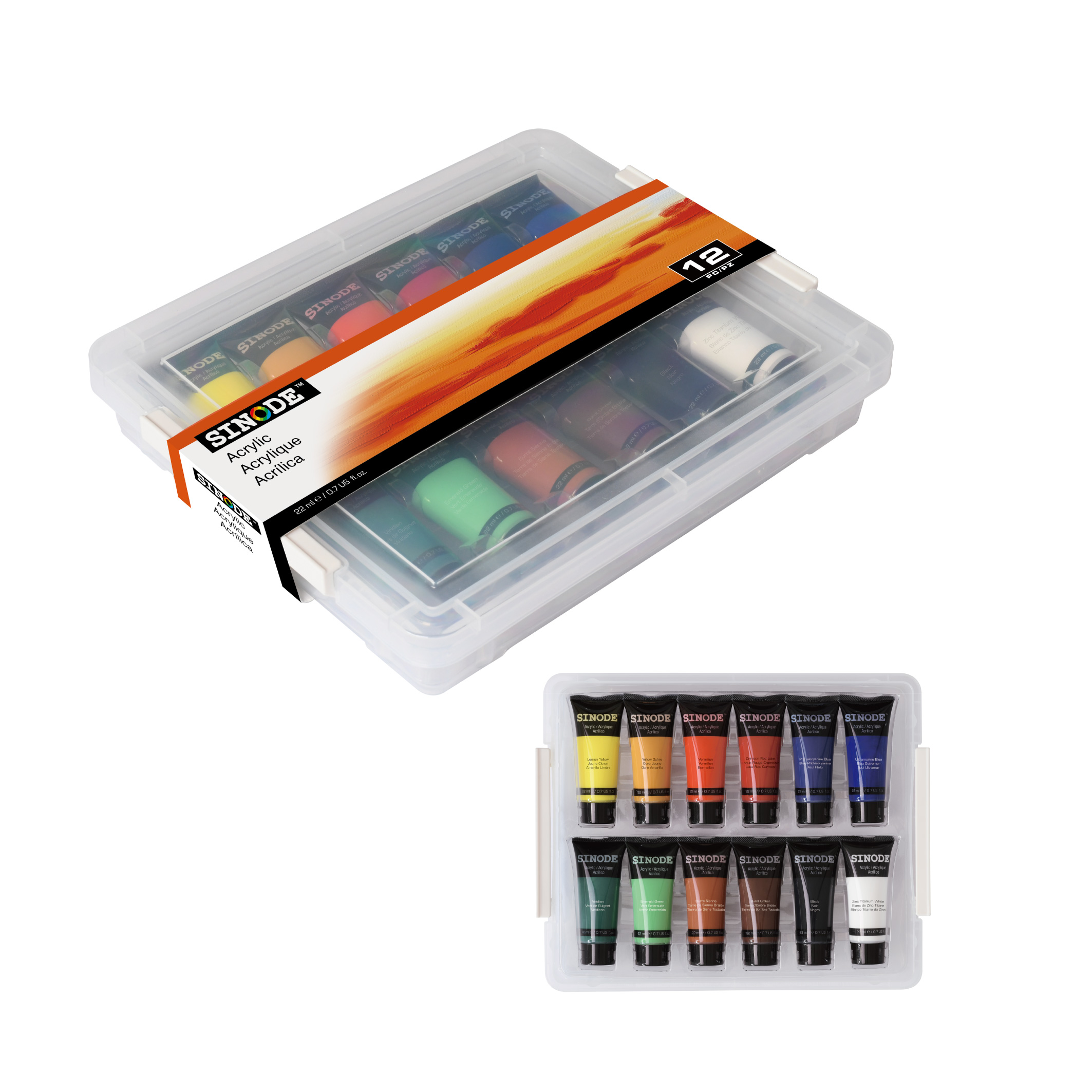 Plastic Storage Acrylic Art Set - 12 x 22ml-J0214021