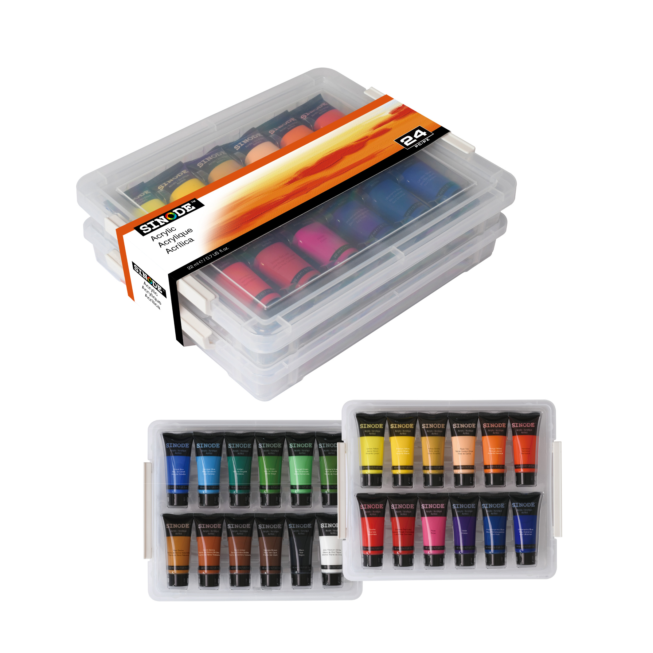 Plastic Storage Acrylic Art Set - 24 x 22ml-J0214022