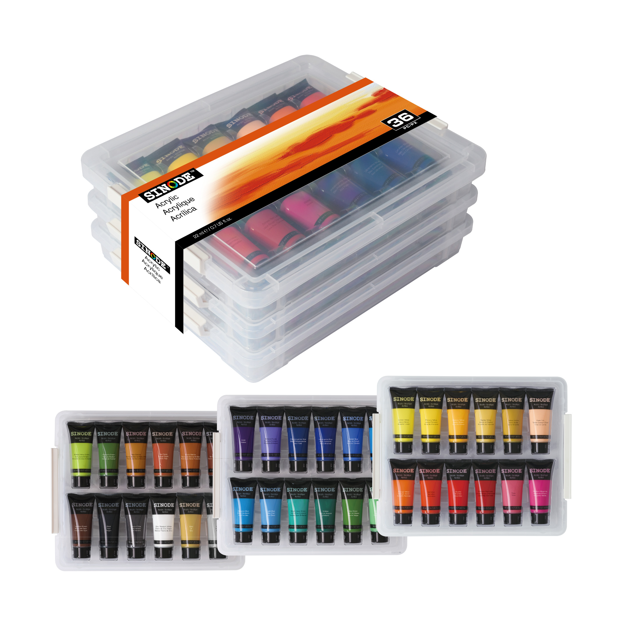 Plastic Storage Acrylic Art Set - 36 x 22ml -J0214023