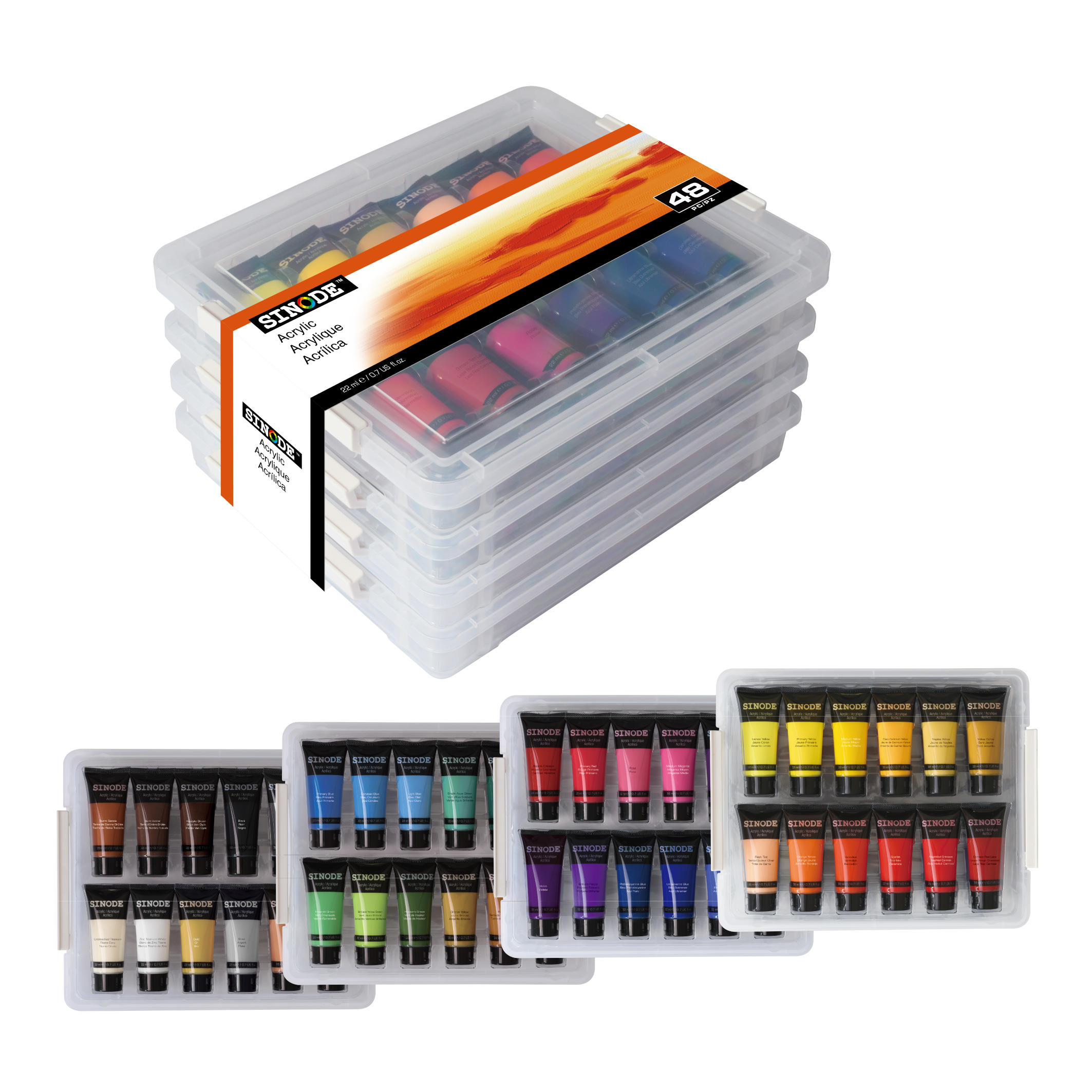 Plastic Storage Acrylic Art Set - 48 x 22ml -J0214024