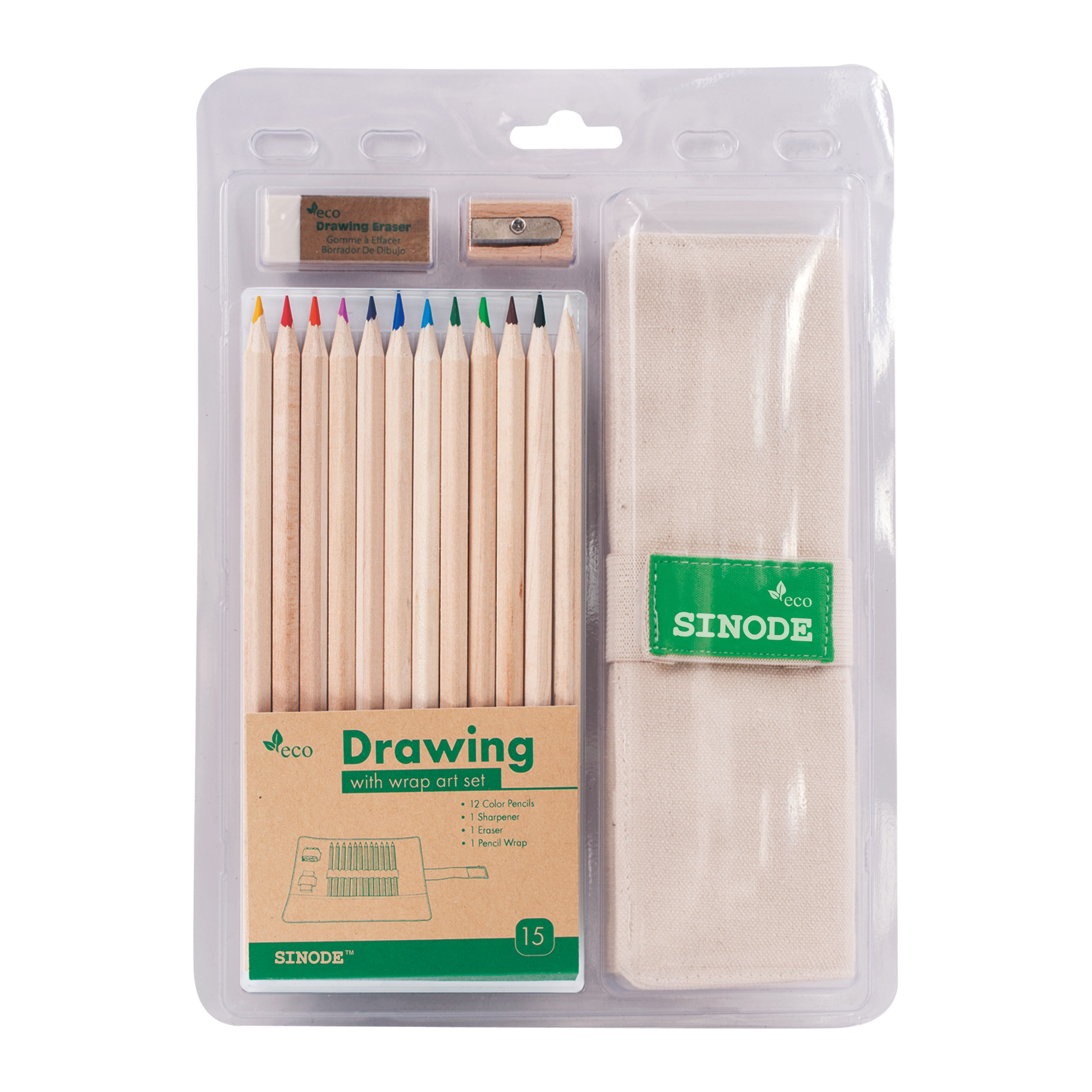 Pencil With Wrap Clamshell Set - 12pc color pencils-J0547012