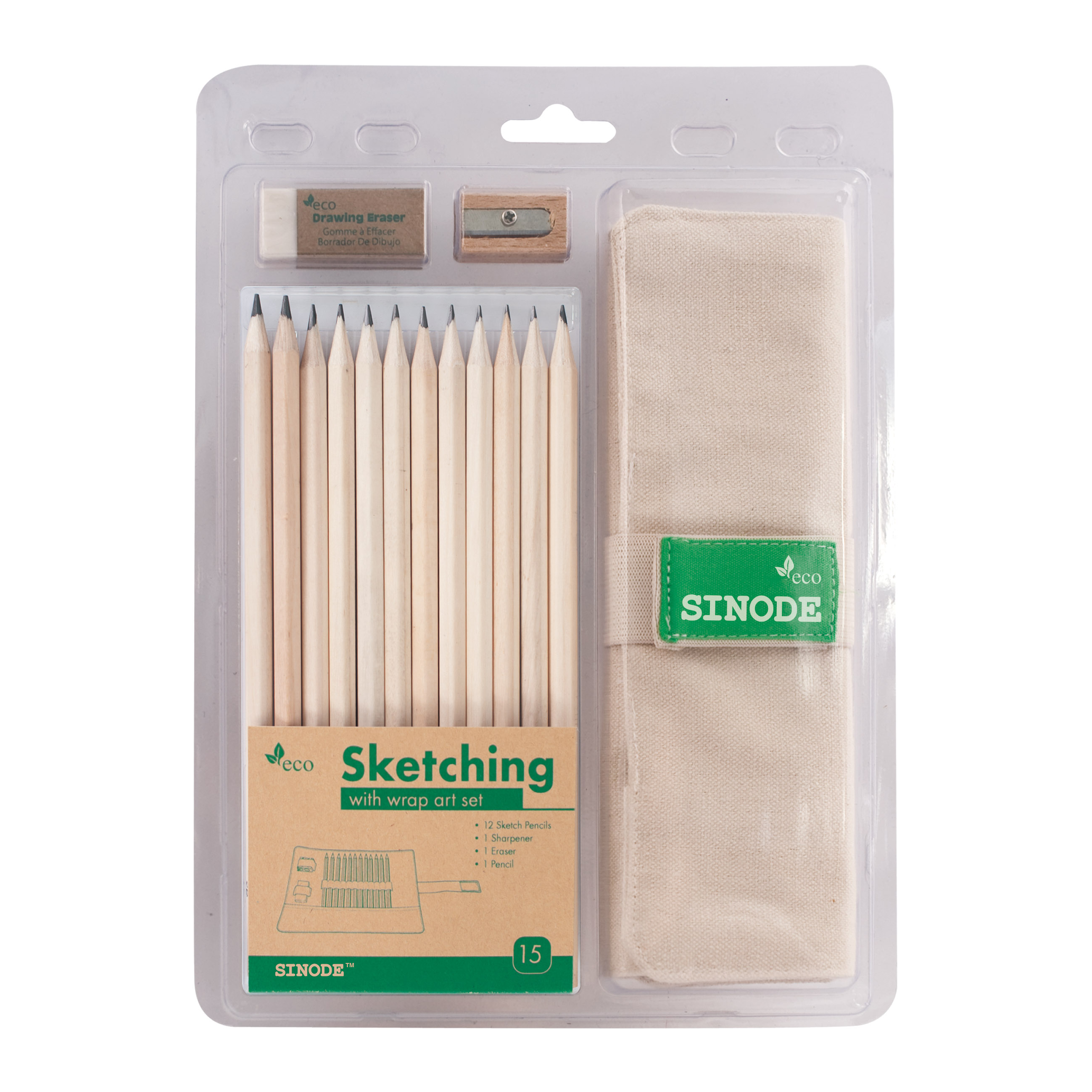 Pencil With Wrap Clamshell Set - 12pc sketch pencils -J0547011