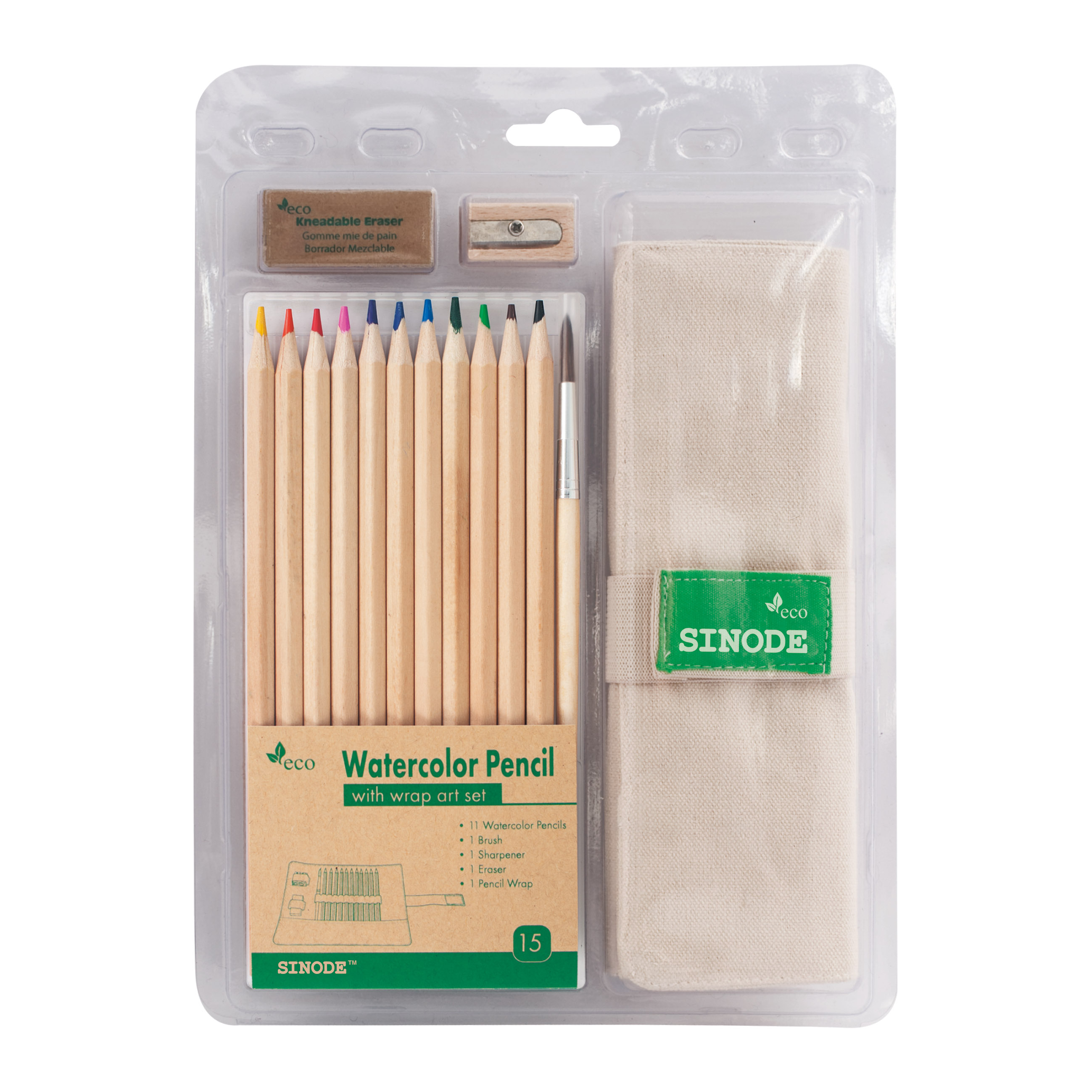 Pencil With Wrap Clamshell Set - 12pc watercolor pencils-J0547013