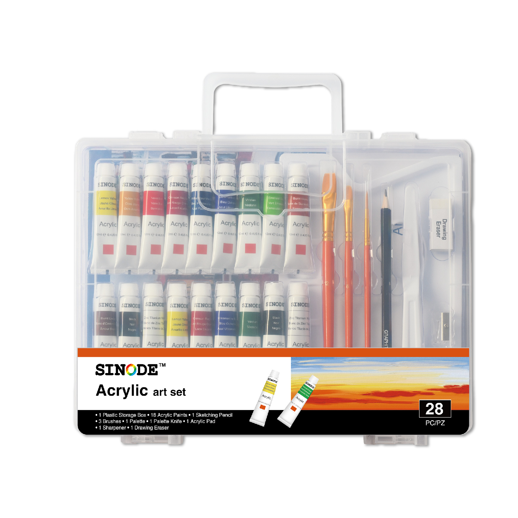 Plastic carry box acrylic art set-J0165011