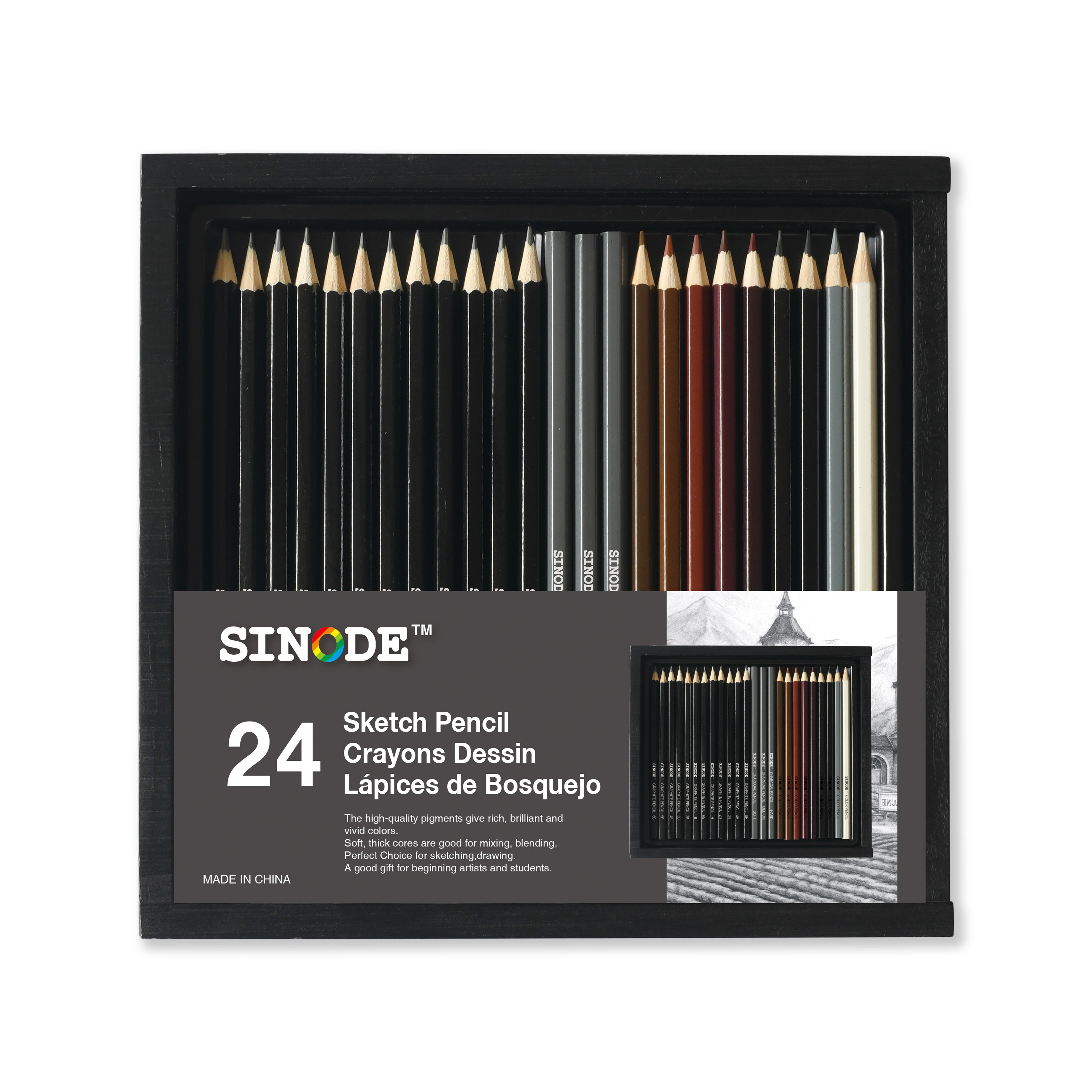 Clear Cover Wooden Box Art Set